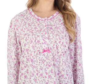 Slenderella Ditsy Floral Jersey Long Sleeve Nightie (3 Colours)