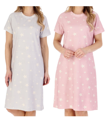 Slenderella Star Print Jersey Short Sleeve Nightie (2 Colours)