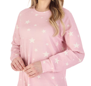 Slenderella Star Print Jersey Long Sleeve Nightie (2 Colours)
