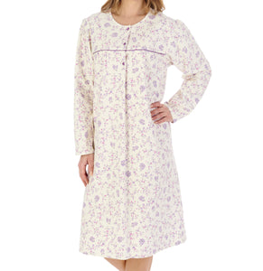 Slenderella Floral Flannel Cotton Long Sleeve Nightdress (3 Colours)