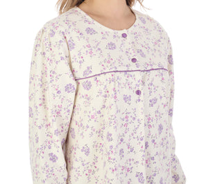 Slenderella Floral Flannel Cotton Long Sleeve Nightdress (3 Colours)