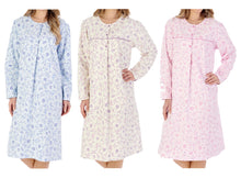 Load image into Gallery viewer, Slenderella Floral Flannel Cotton Long Sleeve Nightdress (3 Colours)