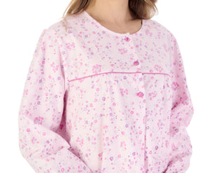 Slenderella Floral Flannel Cotton Long Sleeve Nightdress (3 Colours)