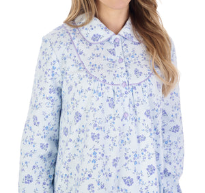 Slenderella Ladies Floral Peter Pan Collar Flannel Nightdress (3 Colours)