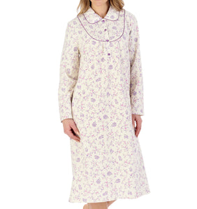 Slenderella Ladies Floral Peter Pan Collar Flannel Nightdress (3 Colours)