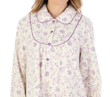 Load image into Gallery viewer, Slenderella Ladies Floral Peter Pan Collar Flannel Nightdress (3 Colours)