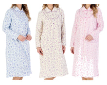 Load image into Gallery viewer, Slenderella Ladies Floral Peter Pan Collar Flannel Nightdress (3 Colours)