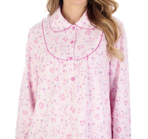 Slenderella Ladies Floral Flannel Ankle Length Nightdress (3 Colours)