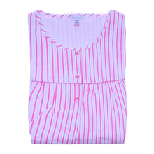 Load image into Gallery viewer, Slenderella Ladies Striped Cotton Nightdress with Button Detail (Blue or Pink)