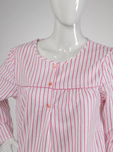 Load image into Gallery viewer, Slenderella Ladies Striped Cotton Nightdress with Button Detail (Blue or Pink)