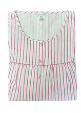 Load image into Gallery viewer, Slenderella Ladies Striped Cotton Nightdress with Button Detail (Blue or Pink)
