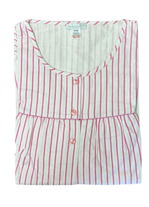 Slenderella Ladies Striped Cotton Nightdress with Button Detail (Blue or Pink)