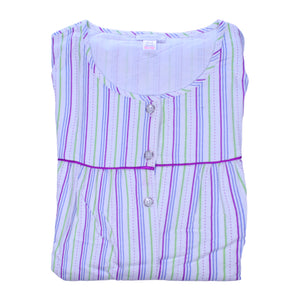 Slenderella Ladies Striped Cotton Long Sleeved Nightshirt UK 10-22 (Blue or Pink)