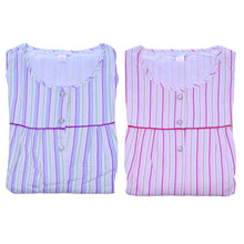 Load image into Gallery viewer, Slenderella Ladies Striped Cotton Long Sleeved Nightshirt UK 10-22 (Blue or Pink)