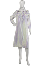 Load image into Gallery viewer, Slenderella Ladies Striped Cotton Long Sleeved Nightshirt with Collar UK 10-22 (Blue or Pink)