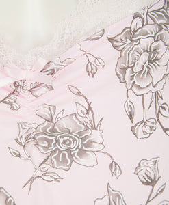 Slenderella Ladies Sketch Floral Print Jersey Chemise (Grey or Pink)