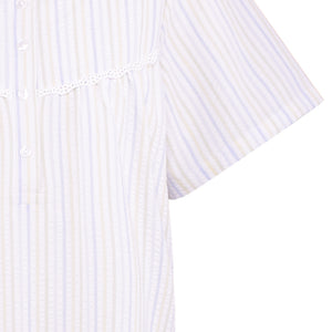 Slenderella Ladies Seersucker Stripe Short Sleeved Nightie UK 10-30 (Blue or Pink)
