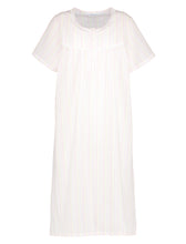 Load image into Gallery viewer, Slenderella Ladies Seersucker Stripe Short Sleeved Nightie UK 10-30 (Blue or Pink)