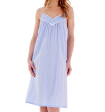 Load image into Gallery viewer, Slenderella Ladies Dobby Dot Knee Length Chemise (Blue or Pink)