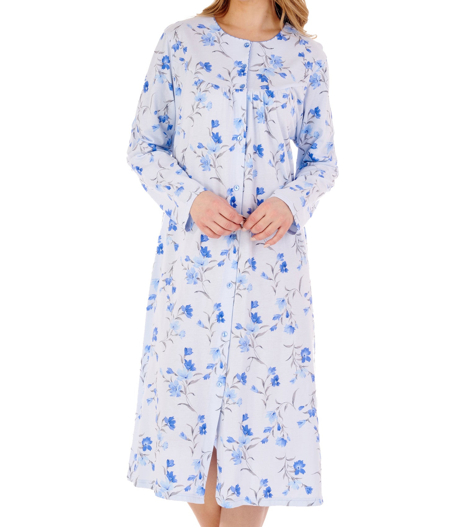 Slenderella Ladies Floral Long Sleeve Button Down Nightdress (3