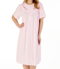 Load image into Gallery viewer, Slenderella Ladies Jacquard Jersey Floral Yoke Nightdress (2 Colours)