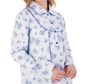 Slenderella Ladies Floral Flannel Nightdress with Collar (3 Colours)