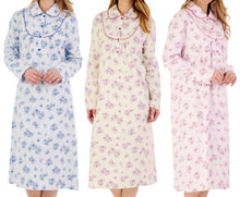 Load image into Gallery viewer, Slenderella Ladies Floral Flannel Nightdress with Collar (3 Colours)