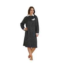 Load image into Gallery viewer, Slenderella Ladies Scottie Dog Fleece Nightdress (Charcoal or Light Grey)