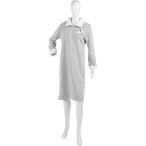 Slenderella Ladies Scottie Dog Fleece Nightdress (Charcoal or Light Grey)