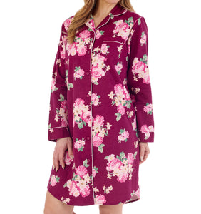 Slenderella Ladies Bold Floral Print Flannel Nightshirt (2 Colours)