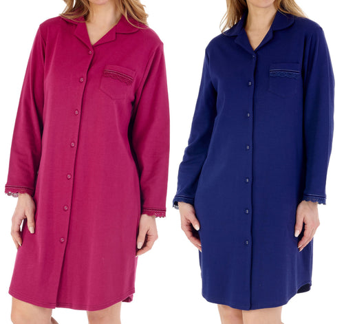 Slenderella Ladies Plain Cotton Interlock Jersey Nightshirt (2 Colours)