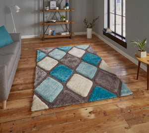 Noble House 3D Diamond Design Shaggy Rug (Various Colours)