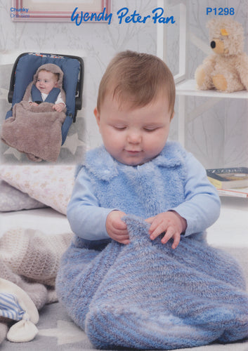 Wendy Peter Pan Chunky Knitting Pattern - Snuggle Bag & Car Seat Blanket (P1298)