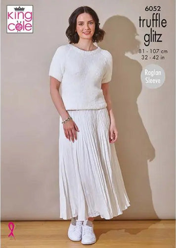 King Cole Knitting Pattern for Women’s Short Sleeve Top & Cardigan 6052