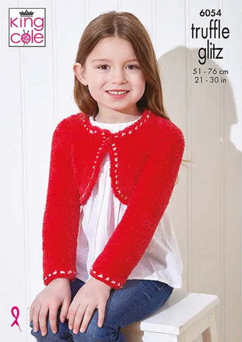 King Cole Kids Knitting Pattern for Girls Waistcoat & Bolero 6054