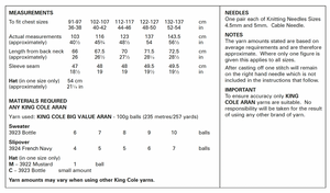 King Cole Aran Knitting Pattern – Men’s Sweater, Slipover & Hat (6190)