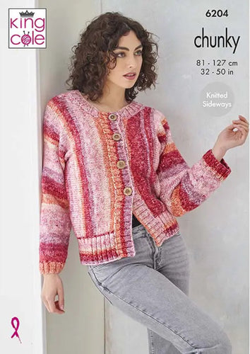 King Cole Knitting Pattern for Women’s Chunky Sweater & Jacket 6204
