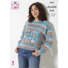 Load image into Gallery viewer, King Cole Knitting Pattern Womens Double Knit Sweater, Scarf and Hat (6235)