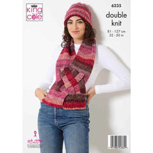 Load image into Gallery viewer, King Cole Knitting Pattern Womens Double Knit Sweater, Scarf and Hat (6235)