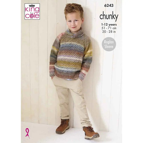 King Cole Knitting Pattern Boys Chunky Sweaters (6243)