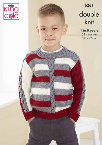 King Cole Knitting Pattern Boys Cable Detail Sweaters (6261)
