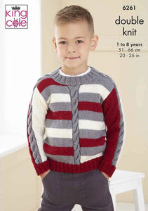 King Cole Knitting Pattern Boys Cable Detail Sweaters (6261)