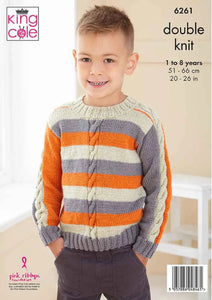 King Cole Knitting Pattern Boys Cable Detail Sweaters (6261)