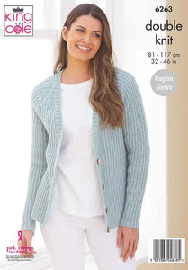 King Cole Ladies Dropped Shoulder & Raglan Sleeve Double Knit Knitting Pattern (6263)