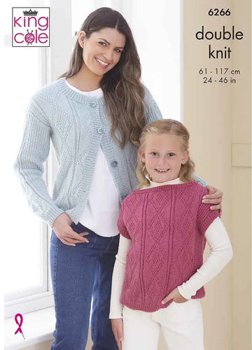 King Cole Adult & Kids Knitting Pattern Matching Sweaters, Top & Cardigans (6266)
