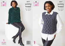 Load image into Gallery viewer, King Cole Knitting Pattern Ladies Cable Sweater &amp; Tank Top (6317)