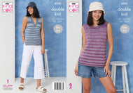 King Cole Ladies Knitting Pattern Double Knit V-Neck & Round Neck Tops (6350)
