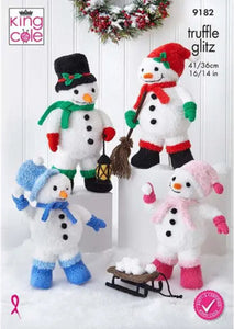 King Cole Christmas Knitting Pattern for Small & Large Snowmen 9182