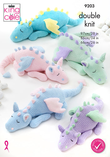 King Cole Knitting Pattern Sleeping Dragon Toys (9203)