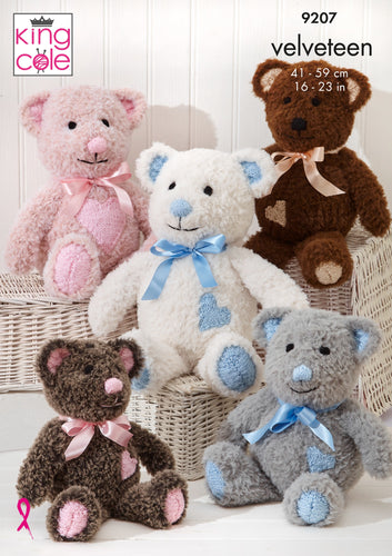 King Cole Knitting Pattern for Small, Medium & Large Stuffed Bear Toys (9207)